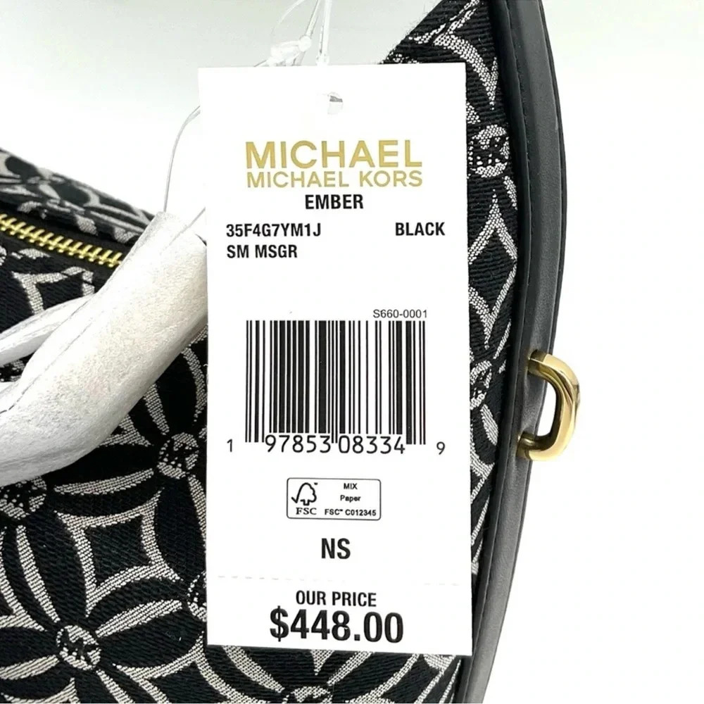 Michael Kors Ember Small Logo Jacquard Messenger Bag Black - Picture 11 of 11